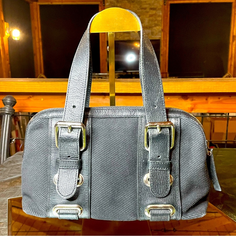 Chloe black canvas and leather satchel